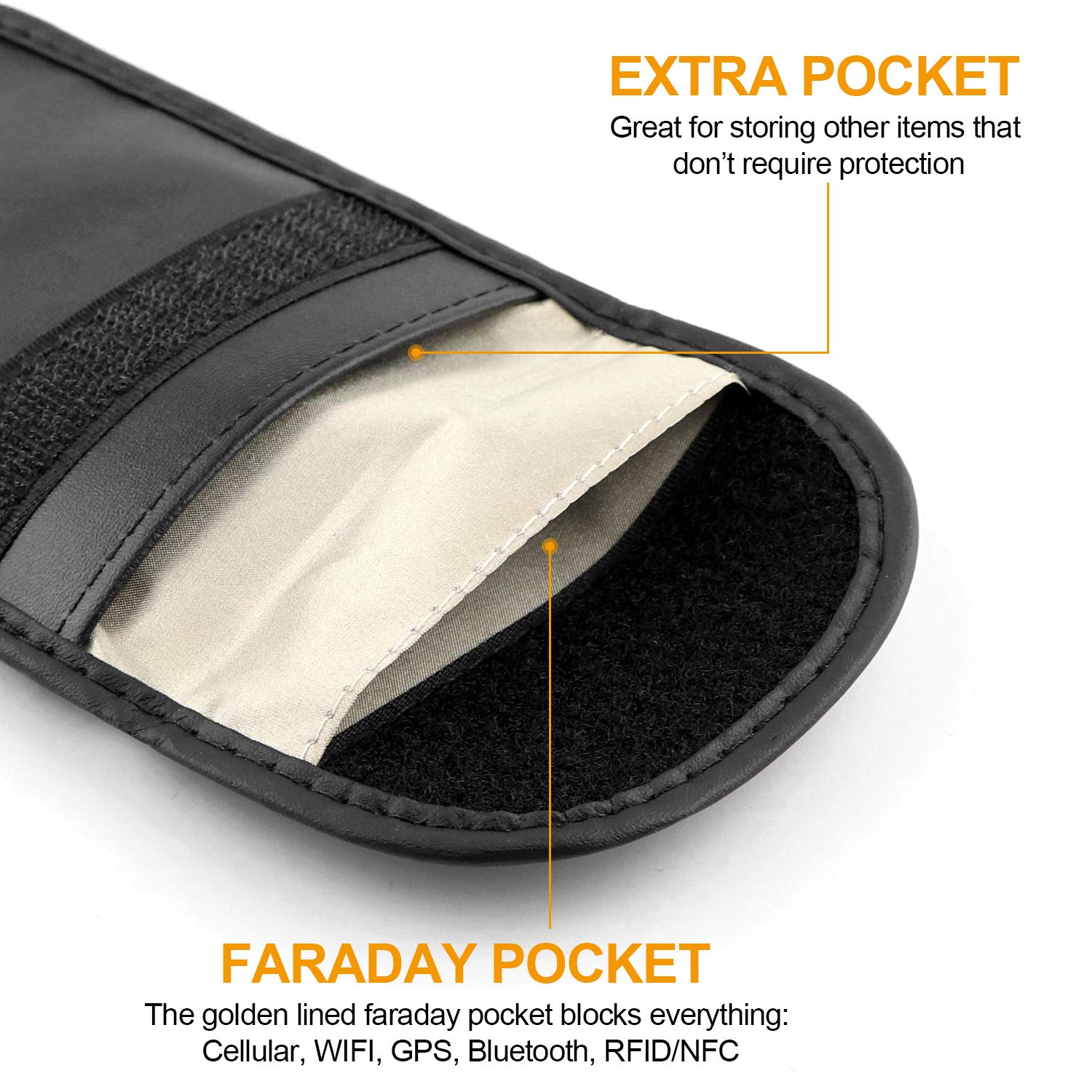 SENWOW Large Faraday Bag for Keyless Fobs Cell Phone and 2pcs Car Key Signal Blocker Pouch RFID Blocking Credit Card Protector