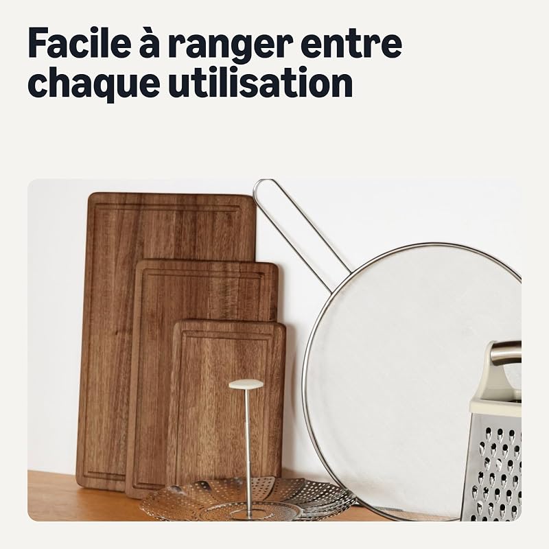 Planches à Découper en Bois, Lot de 3 Pièces, Bois d’Acacia Préhuilé — photo 5 sur 6