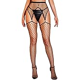 RSLOVE Fishnet Stockings for Women - Garter Thigh High Stockings Sexy Fishnet Tights High Waist Pantyhose Lingerie