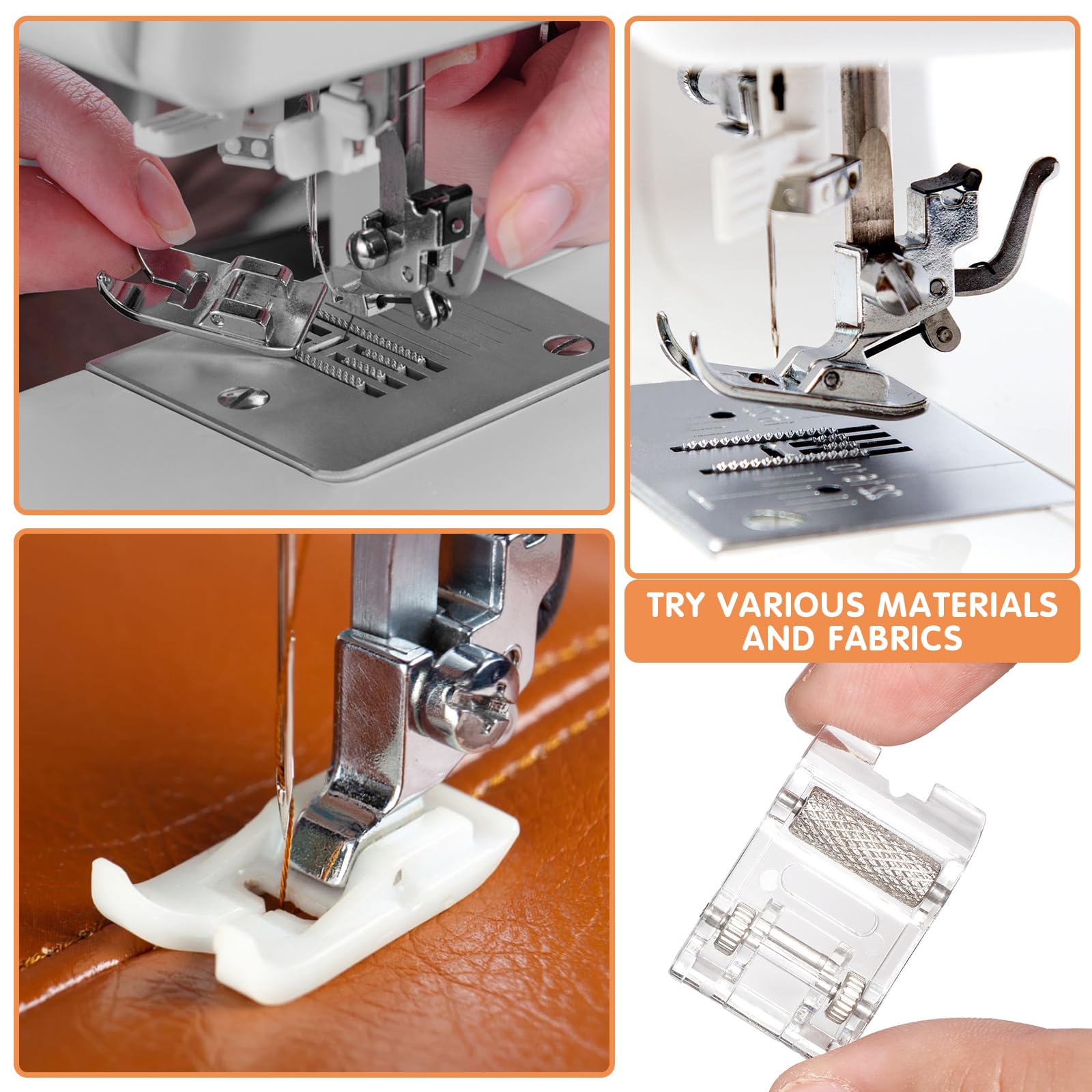 AnoleAir 16 Pcs Sewing Machine Presser Foot Set fits for Most Low Shank Snap-On Singer, Brother, Babylock, Euro-Pro, Janome, Kenmore, White, Elna Sewing Machines