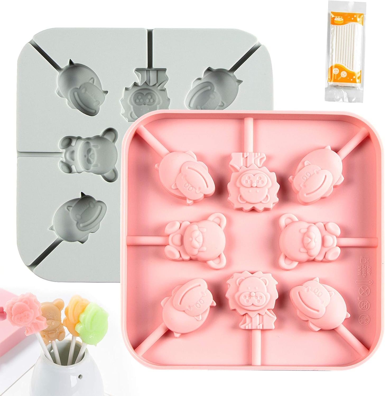 Lollipop Mold Hard Candy Silicone Lollipop Molds, 16