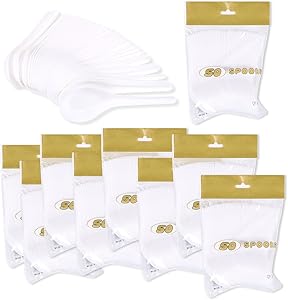 500-Pack Chinese Spoons - Disposable Chinese Soup Spoons - Plastic Asian Spoons for Soups, 5.4 x 1.5 Inches, White