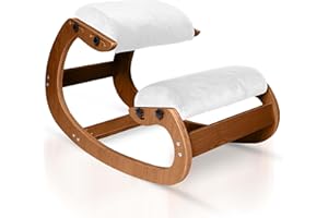 Ecordesk Ergonomic Kneeling Chair, Adjustable Seat - Office Chair for Desk, Posture Corrector, Premium Comfort Cushion, Wooden Rocking Knee Chair (Pecan)