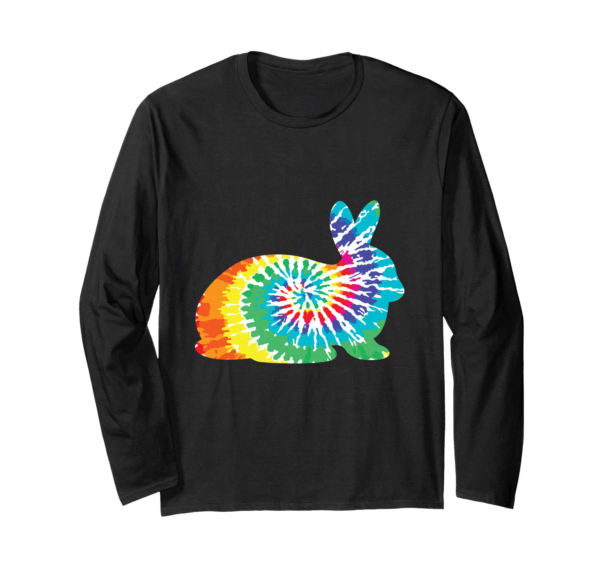 Fun Hippie Rainbow Rabbit Tie Dye Bunny Long Sleeve T-Shirt