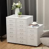 HollyHOME 5-Drawer Mobile Filing Cabinet White with Casters 28x41x66 cm view 8
