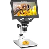 7" LCD Digital Microscope 1200X Magnification, 1080P Coin Microscope with Metal Stand | 8 LED Lights &amp; Ultra-Precise Focus | Coin, Stamp, Windows/Mac Compatible