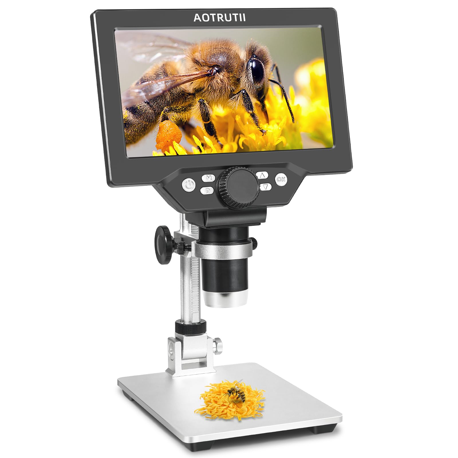 Photo 1 of (SCREEN ONLY) (UNTESTED) 7" LCD Digital Microscope 1200X Magnification, 1080P Coin Microscope with Metal Stand | 8 LED Lights & Ultra-Precise Focus | Coin, Stamp, Hobby Inspection for Kids/Adults | Windows/Mac Compatible