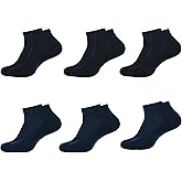 CRAFTS STUDIO USA Men's Ankle Socks, Pack of 6, Color - 3 Black, 3 Navy Blue, Size - 10 to 13