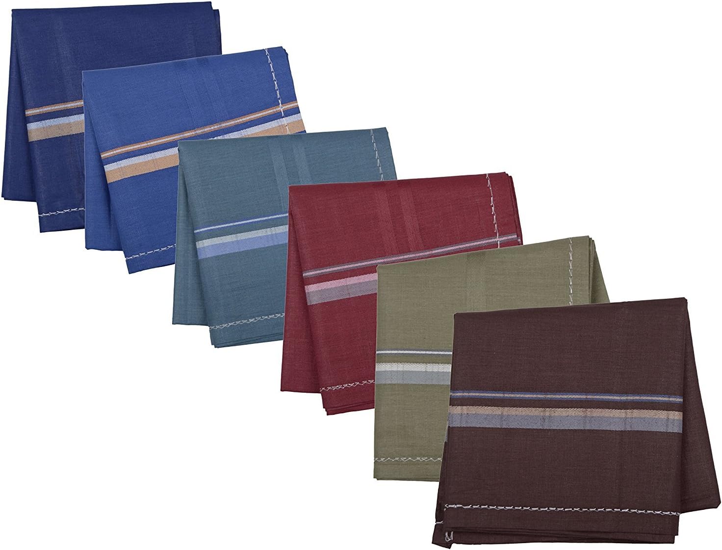 Reddington Men’s Cotton Dark Handkerchief - Pack of 6 (Multi-Coloured)