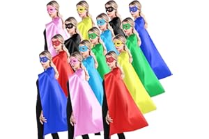 ADJOY Adult Superhero Capes and Masks for Teenagers Men & Women 14 Sets Bulk Pack - Dress Up Superhero Party Capes for Spirit Day Team Building