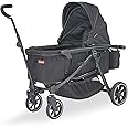 Larktale Crossover All-in-One Stroller and Wagon - Convert from a Single Baby Stroller to a Two Seater Pull Wagon with Canopy - Byron Black