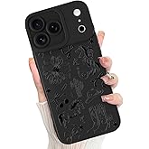 MOWIME Compatible with iPhone 17 Pro Max Case, Cute Silicone Western Cowboy Floral Pattern Phone Case for Women Girls, Camera Protection Soft Slim Shockproof Edge Phone Case-Black