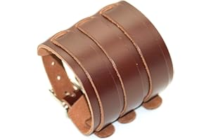 Edgda Punk Rock Biker Wide Pu Leather Wristband Belt Buckle Cuff Bracelet