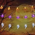 AOSTAR Set of 3 Halloween Lights (20 LEDs Orange Pumpkins, Purple Bats, White Ghosts), Battery Operated String Lights for Hal