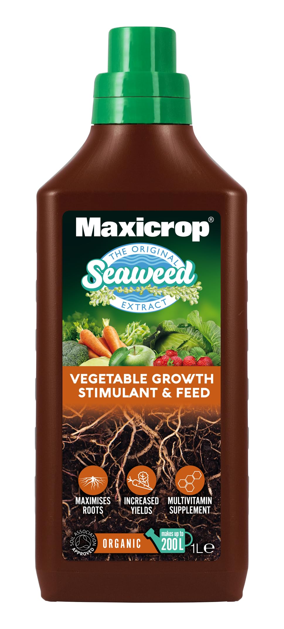 Maxicrop XNATF61L All Purpose Organic Garden Natural Fertiliser, 1L - All Purpose Organic Fertiliser - with Seaweed Extract - for Strong Growth and Healthy Root Development - Indoor and Garden Use