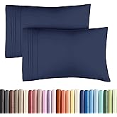 King Pillow Cases Set of 2 - Ultra Soft Hotel Quality Pillowcase Covers - Comfy, Cozy & Wrinkle Free - Shrinkage, Stain & Fade Resistant - Machine Washable Pillow Protectors - 2 Piece Set - Navy Blue