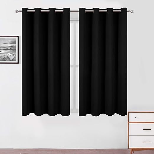 Amazon.com: LEMOMO Black Blackout Curtains 52 x 63 Inch Length/Set of 2