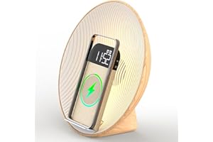 COLSUR Sunrise Alarm Clock Wake Up Light,Bluetooth Speaker,Wireless Charging,White Noise,Bedside Lamp,Bedroom,Snooze & Sleep Aid,Ideal for Gift