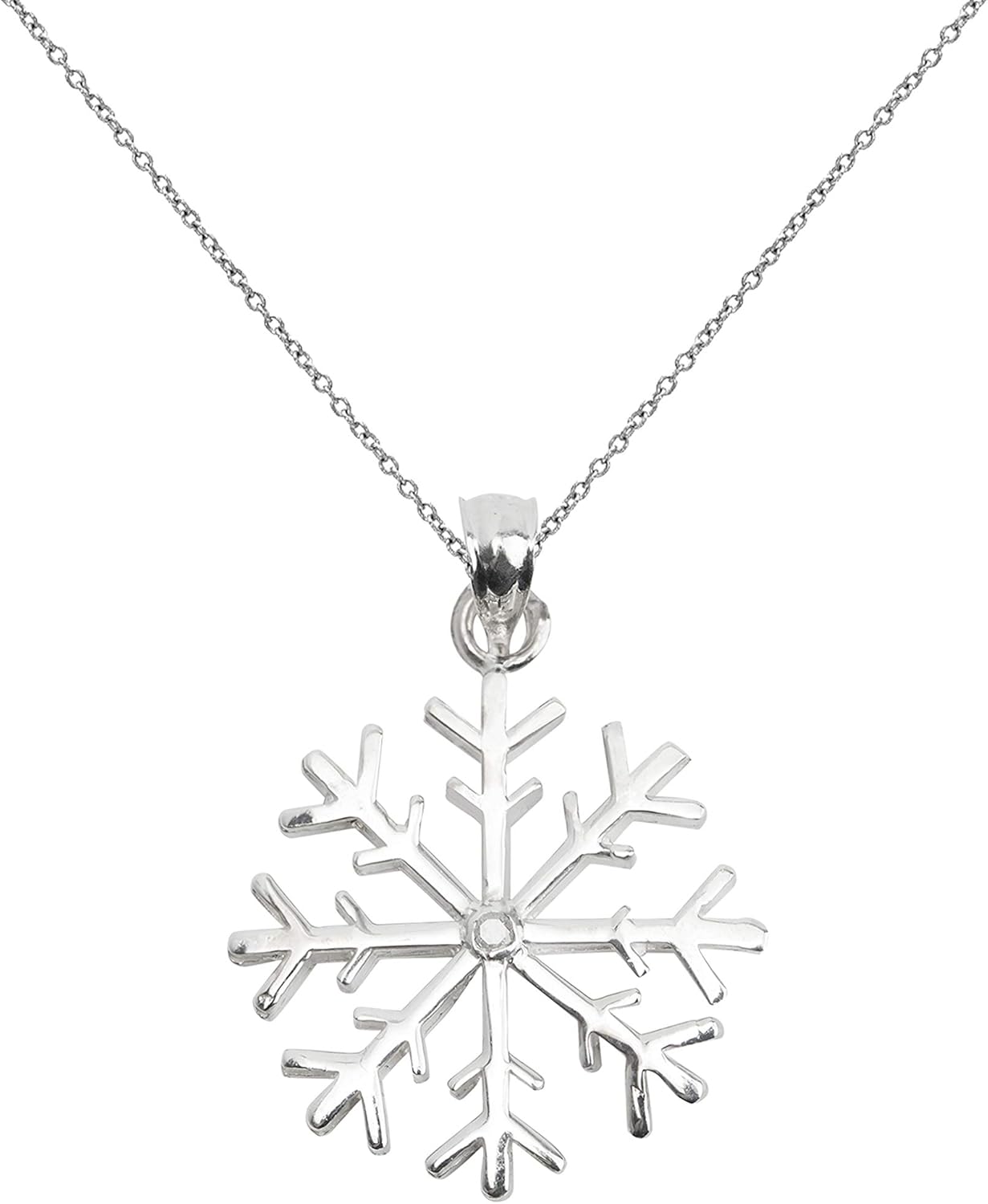 Sterling Silver Diamond Snowflake Pendant Necklace, 18