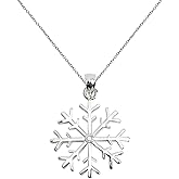 Sterling Silver Diamond Snowflake Pendant Necklace, 18 "
