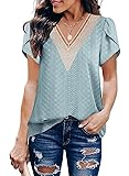 White Tops for Women 2024 Trendy Sexy Lace V Neck