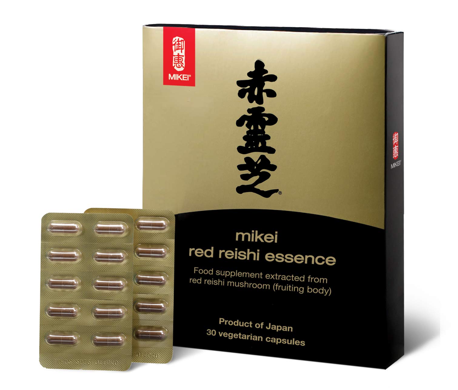 Mikei 74627 Japanese Red Reishi Essence Food Supplement Extracted From Red Reishi Mushroom - 30 Vegetarian Capsules