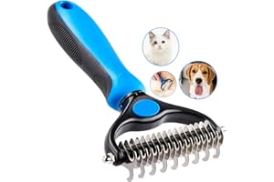 ITPLUS Dog Undercoat Rake, Cat Grooming Rake Shedding Brush 2 Sided Pet Grooming Tool Deshedding and Dematting Rake Brushes Comb for Pets Remove Undercoat Mats & Tangles