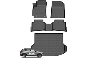 Wayhigh-Floor Mats and Cargo Liner for Kia Seltos 2024 2025 2026 S/LX/EX/X-Line（Not SX）,All Weather TPE Car Mats for Seltos Accessories(Only U.S.A. & Canada) Cargo Tray in The Highest Position