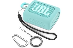 BEAUDOM Silicone Case Compatible with JBL GO 3 Portable Bluetooth Speaker Scratch-Resistant Carrying Case with Carabiner and Lanyard (Mint Green)