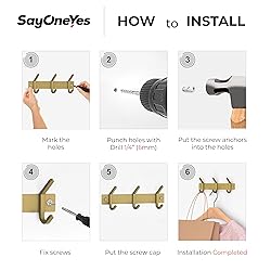 SAYONEYES Brushed Gold Small Coat Rack Wall Mount