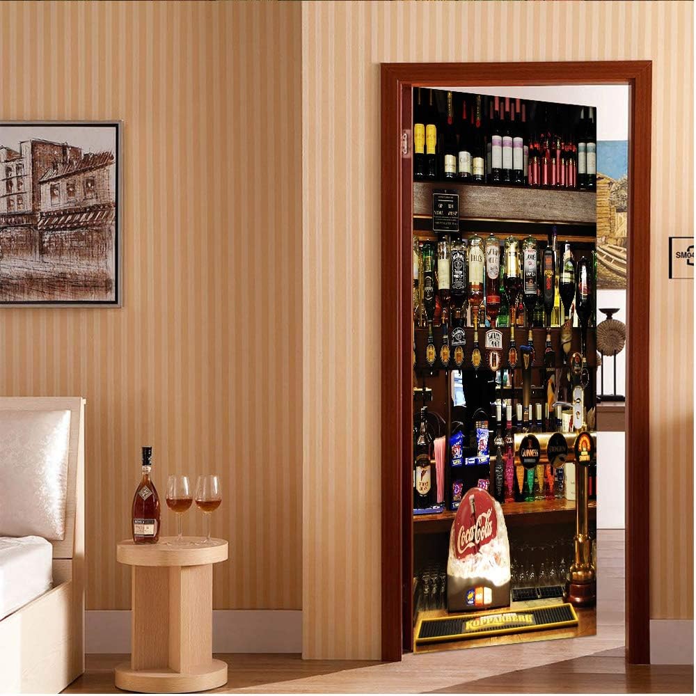 3D Murales Para Puertas Vino Ideas del gabinete del vino PVC Adhesivo