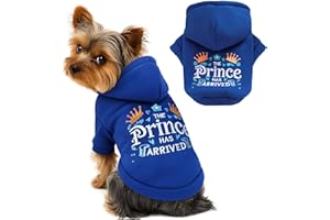 ABRRLO Small Dog Hoodie Clothes Cute Blue Prince Fleece Dog Sweater for Small Dogs Cats Boy Warm Puppy Sweatshirt with Leash D Ring Fall Winter XS Pet Doggy Outfit Chihuahua Yorkie Shihtzu(Blue,S)