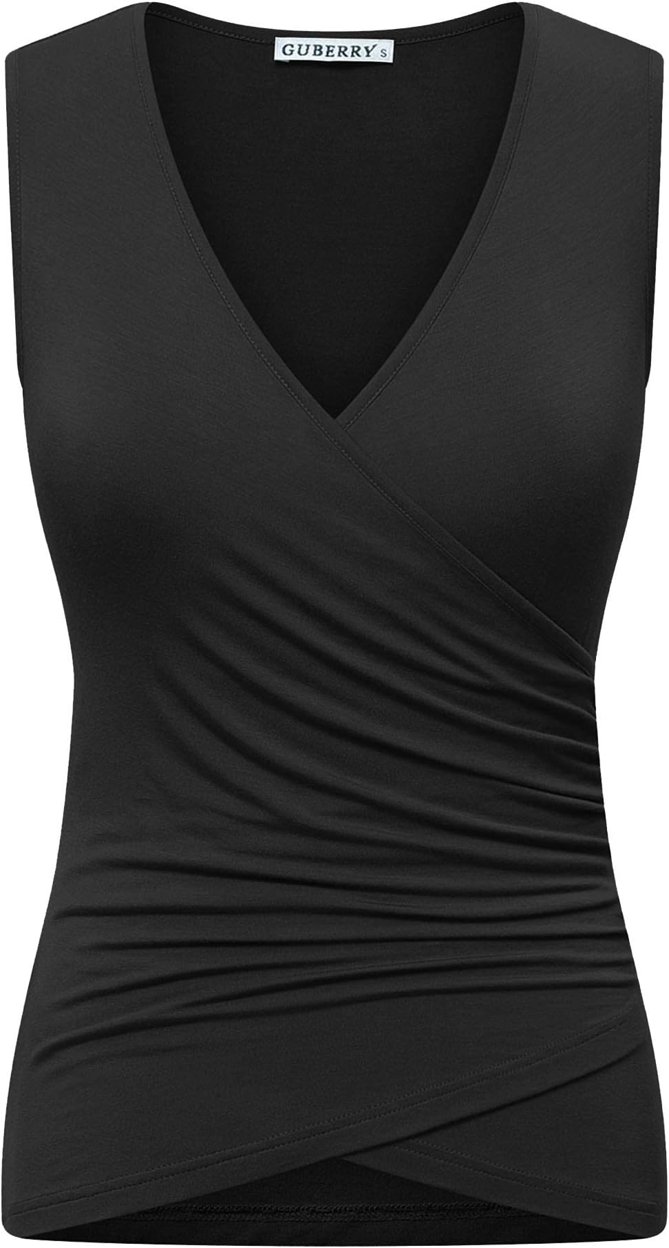 GUBERRYWomen's Deep V Neck Sleeveless Unique Cross Wrap Sexy Slim Fit Tops