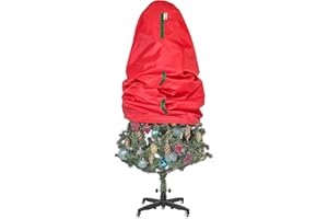 HOLDN’ STORAGE Upright Christmas Tree Storage Bag - Fits 5 Ft Artificial Xmas & Topiary Tree, Vertical Holiday Cover, Durable, Dustproof & Easy-Use Xmas Storage, Red