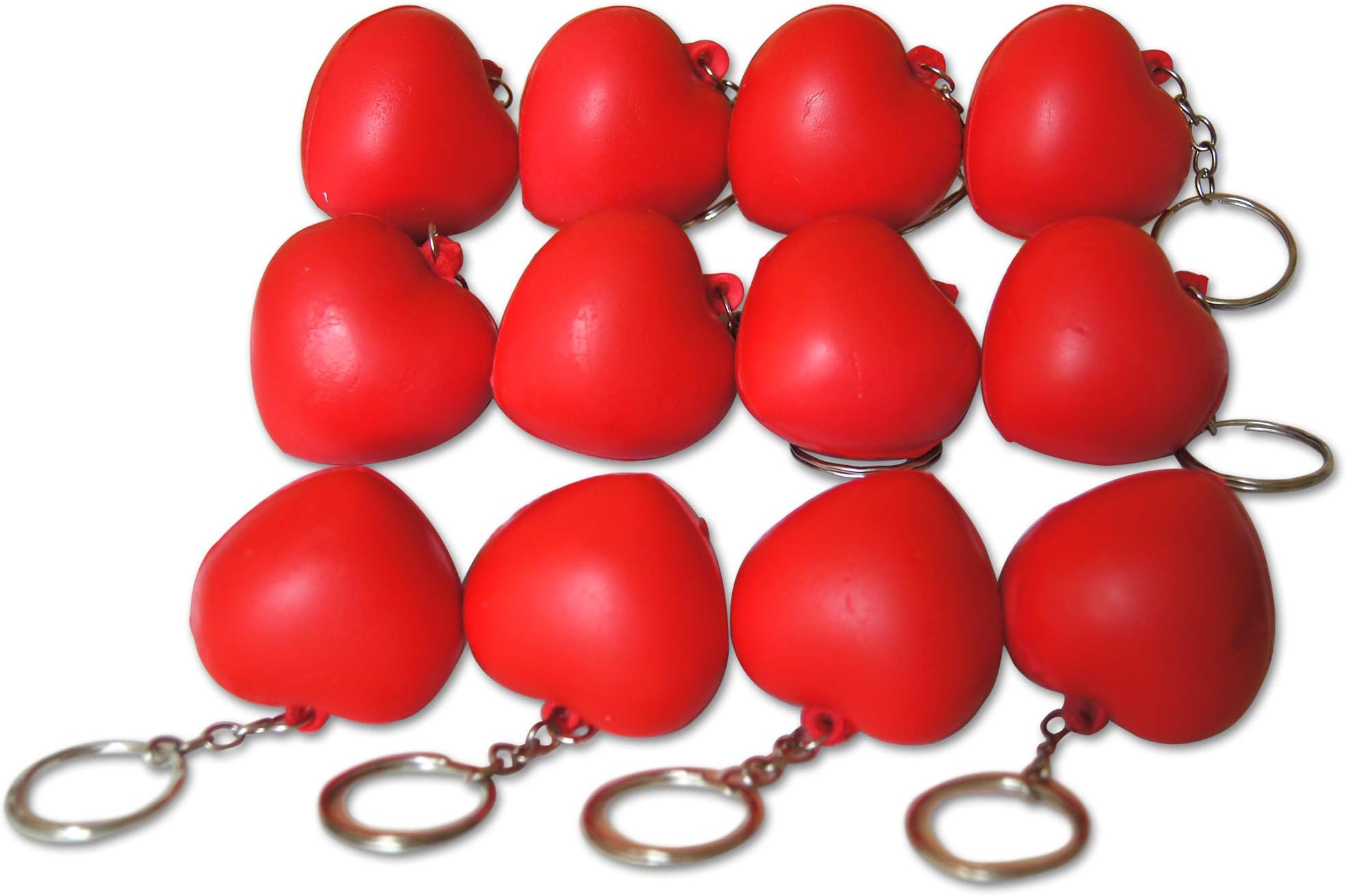 Novel Merk Red Heart 12-Piece Keychains for Party Favors & School Carnival Prizes