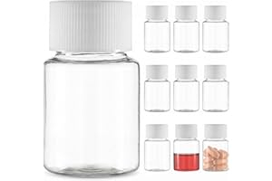 Baluue 10pcs Clear Pill Bottles with Leak-Proof Lids, 30ml Empty Travel Plastic Bottles for Medicine Containers Liquids, Pill