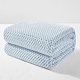 Exclusivo Mezcla Fleece Throw Blanket Extra Large, Super Soft and Warm Blankets for Couch, Sofa and Bed Waffle Textured, Cozy, Fuzzy and Lightweight (Heather Slate Blue, 50x70 Inches)