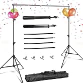 10ft Adjustable Backdrop Stand Kit, Heavy-Duty Photography Background Support System with Clamps &amp; Carry Bag, Photo Video Studio Backdrop Stand for Parties, Weddings, Green Screen &amp; Banner Display