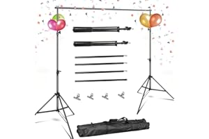 MOCLEVER 10ft Adjustable Backdrop Stand Kit, Heavy-Duty Photography Background Support System with Clamps & Carry Bag, Photo Video Studio Backdrop Stand for Parties, Weddings, Green Screen & Banner Display