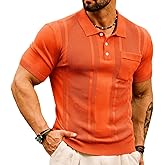 GRACE KARIN Mens Breathable Polo Shirts Short Sleeve Lightweight Knit Texture Golf Shirts Knitwear
