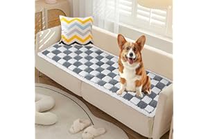 AIJCOR Dog Couch Cover Protector Washable, Plush Pet Couch Covers for Sofa, Soft Checkered Sofa Pad for Furniture with Non Slip Bottom, Quilted Plaid Pet Mat Blankets for Window Floor Camping Car Bed Yoga
