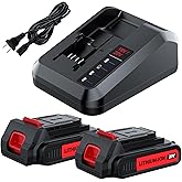 Replacement for Black and Decker Battery 20V and Charger 3.8Ah Lithium Max Compatible with LB2X4020 LBXR2020-OPE LBXR20-OPE2 LBXR20B-2 LB2X3020-OPE LBXR20BT 2Pack Outdoor Cordless Power Tools