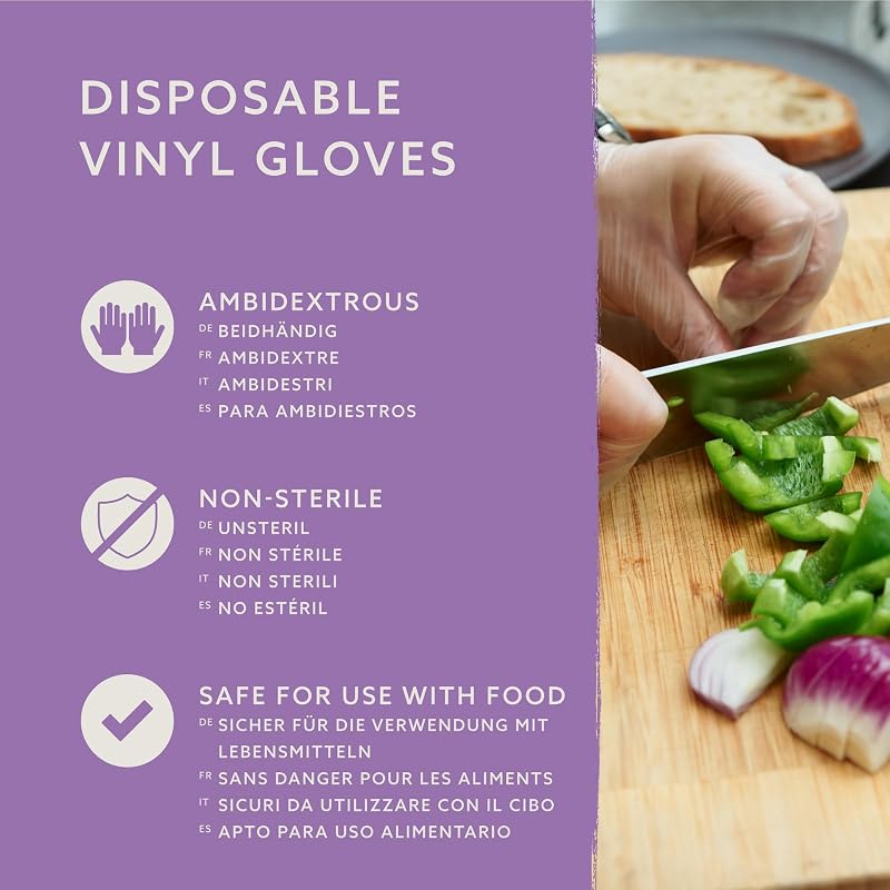 Guantes Desechables de Vinilo, sin Polvo, sin Látex, Talla XL, Paquete de 100