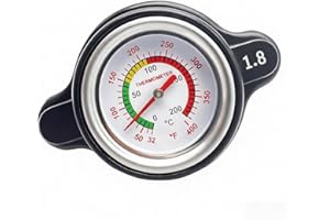 JkorkM High Pressure Radiator Cap Cover Temperature Temp Gauge 1.8 Bar 25.6Psi Fit for Honda, Kawasaki, Suzuki, Husqvarna Dirt Bike, Yamaha Motorcycle ATV Models High Pressure Radiator Cap