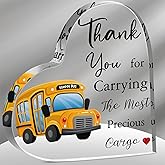 Qunclay School Bus Driver Appreciation Gifts Thank You for The Sweet Ride Acrylic Heart Theme Sign Buses Drivers Gift for Men Women Retirement Farewell Birthday Valentines Gift(Precious)