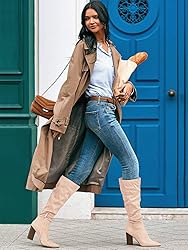 PiePieBuy Womens Faux Suede Knee High Boots Pointed