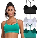 OBICUM Women's Y-Back Sports Bra - Light Support Yoga Bra Removable Padded Spaghetti Straps for Low-Impact Workouts
