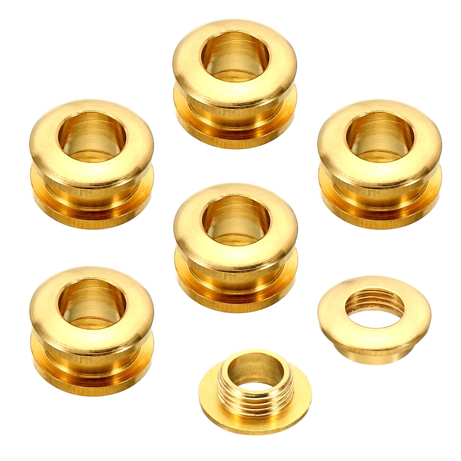PATIKIL 7mm(2/7 Inch) Solid Brass Hole Eyelets, 6 Pcs Arc Surface Self Backing Grommets with Washer for Leather Craft, Brass Tone — image 1