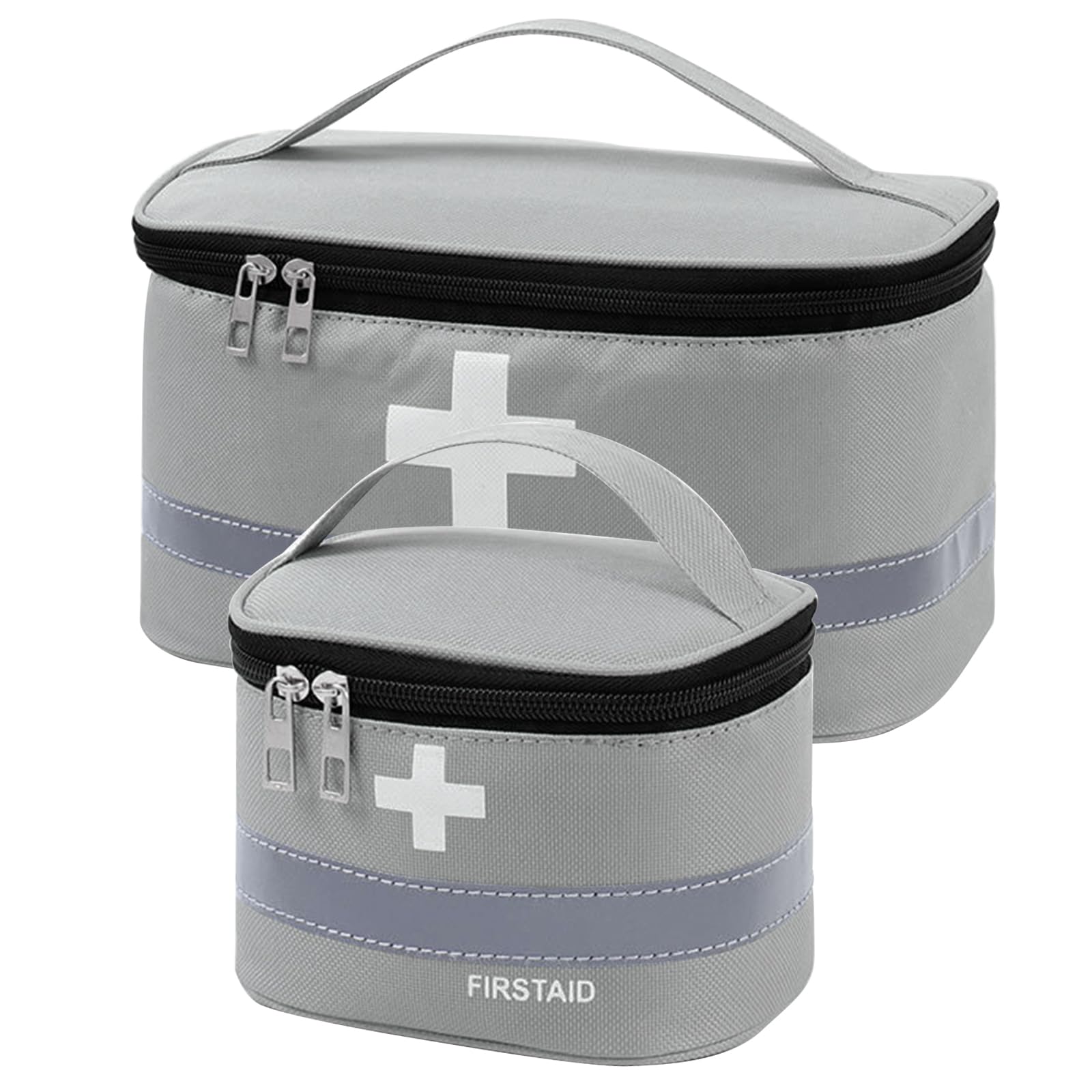 Skibetfo 2pcs Portable First Aid Bag Empty Large Small First Aid Kit Bags Empty First Aid Organiser Box Grey Medical Storage Bag for Home Travel Outdoor Emergency Camping Office