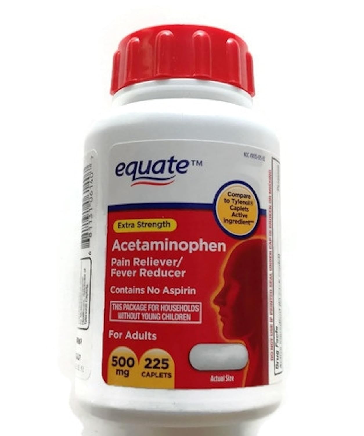 Equate Acetaminophen Extra Strength Pain Reliever/fever Reducer 500 Mg, 225 Caplets Health
